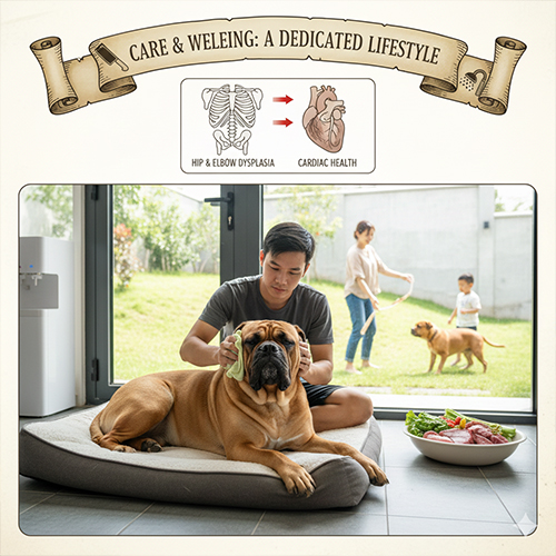 Chăm sóc chó Ngao Pháp Dogue de Bordeaux trong gia đình tại Việt Nam, chú trọng dinh dưỡng, vận động và sức khỏe