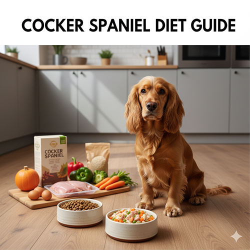 Chế độ ăn uống cho chó Cocker Spaniel với thức ăn hạt và thực phẩm tươi cân đối