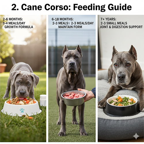 chế độ ăn cho chó ngao ý cane corso theo từng giai đoạn phát triển