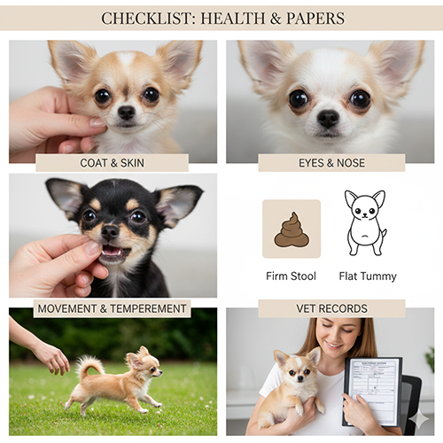 Checklist kiểm tra sức khỏe và giấy tờ khi chọn chó Chihuahua con