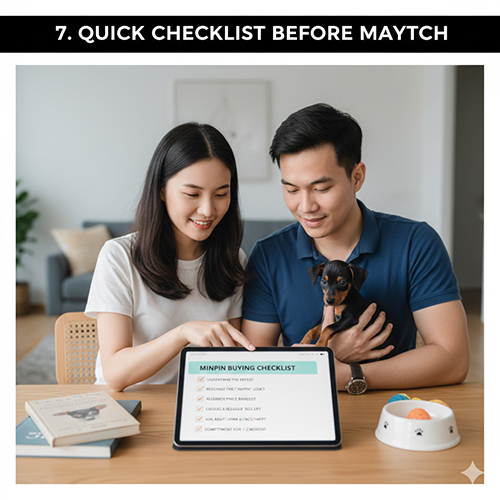 Checklist nhanh trước khi mua chó Phốc hươu: đánh giá hiểu biết về giống, kiểm tra nguồn gốc, giá cả, nơi bán và khả năng chăm sóc trong những tháng đầu.