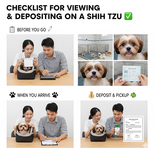 Checklist xem chó và đặt cọc mua Shih Tzu: những bước quan trọng cần kiểm tra