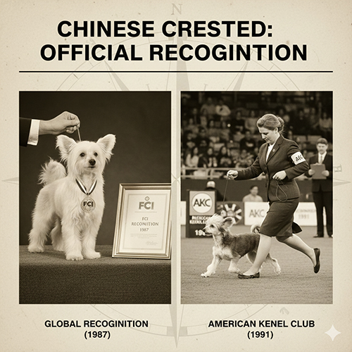 Chó có mào Chinese Crested được FCI và AKC công nhận chính thức tiêu chuẩn giống