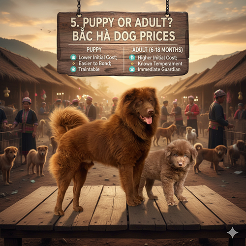 So sánh giá chó Bắc Hà con và chó Bắc Hà trưởng thành để lựa chọn phù hợp