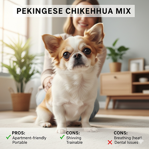 Chó Bắc Kinh lai Chihuahua nhỏ gọn mặt bầu tai dựng phù hợp nuôi căn hộ