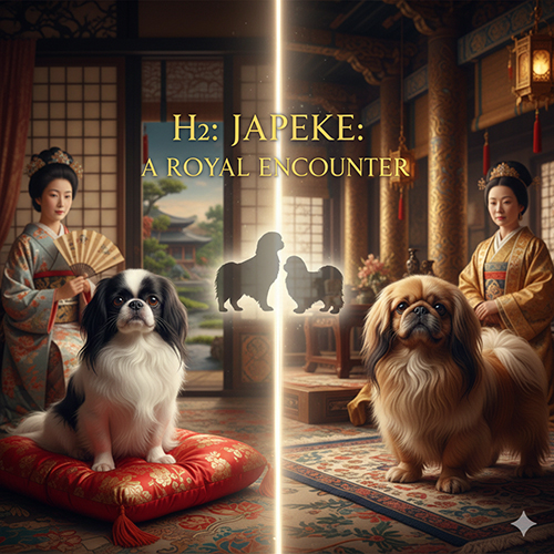 Chó Bắc Kinh lai Nhật Japeke với hình ảnh biểu trưng nguồn gốc hoàng gia