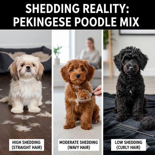 Các mức độ rụng lông của chó Bắc Kinh lai Poodle theo dạng lông thẳng, gợn và xoăn