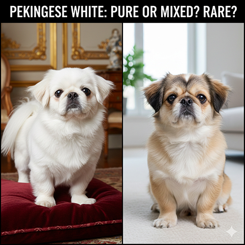 Chó Bắc Kinh trắng toàn thân và trắng pha khác nhau thế nào, màu trắng có hiếm không