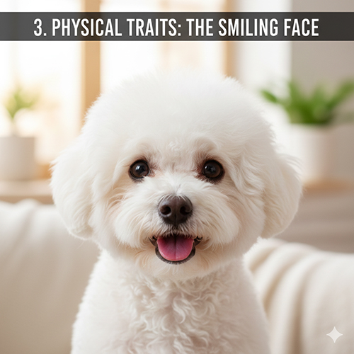 Đặc điểm ngoại hình chó Bichon Frise với gương mặt biết cười