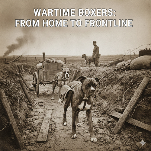 Chó Boxer trong thời chiến tranh thế giới, làm nhiệm vụ đưa thư, canh gác và hỗ trợ quân đội