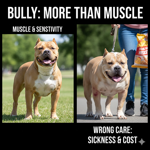 Chó Bully cơ bắp nhưng nhạy cảm, cần được nuôi đúng cách để tránh bệnh tật và suy giảm sức khỏe