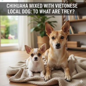 Chó Chihuahua lai chó cỏ Việt Nam nằm trong nhà với ngoại hình nhỏ gọn tai dựng