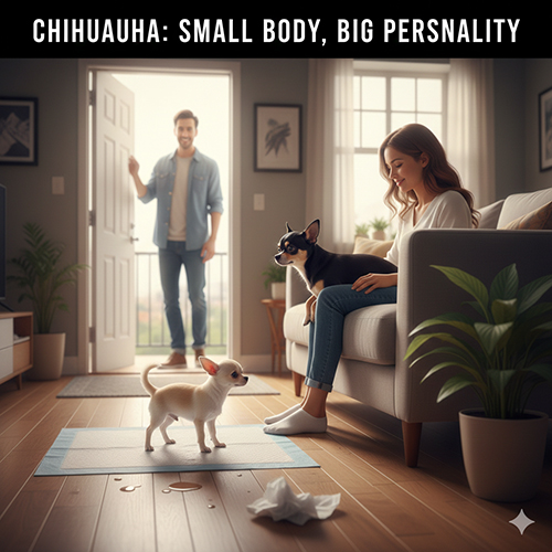 Chó Chihuahua nhỏ con nhưng cá tính mạnh, phản ứng với người lạ trong nhà
