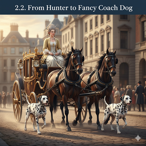 Chó Đốm Dalmatian chạy bên xe ngựa của giới quý tộc châu Âu