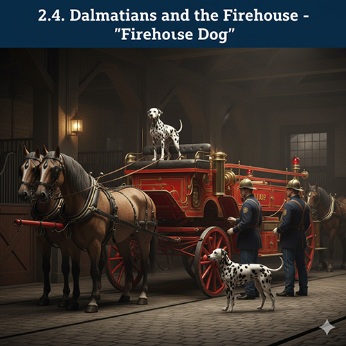 Chó Đốm Dalmatian gắn liền với xe cứu hỏa thời xe ngựa