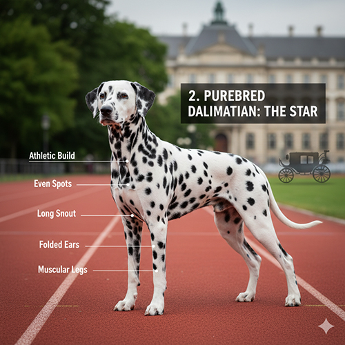 Chó Đốm Dalmatian thuần chủng với thân hình thể thao và đốm tròn đều