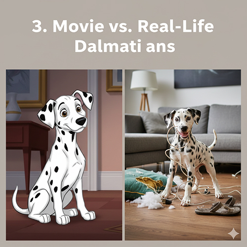 So sánh chó Đốm Dalmatian trong phim 101 chú chó Đốm và ngoài đời thực