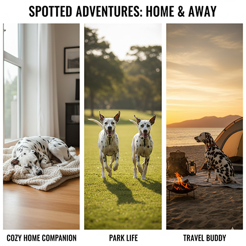 Hình ảnh chó Đốm Dalmatian trong nhà, ngoài công viên và trên những chuyến đi