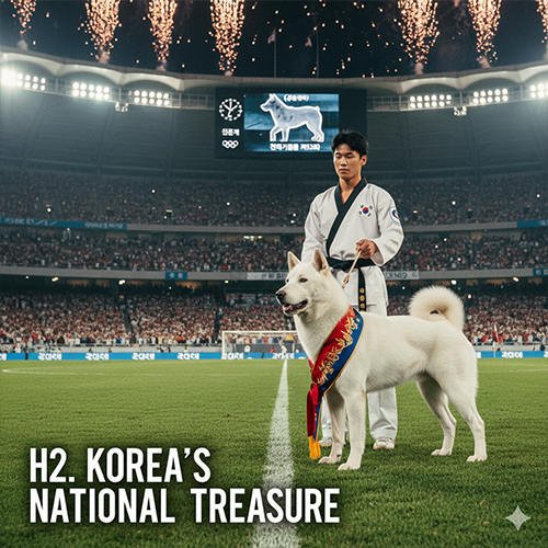 Chó Jindo Hàn Quốc được vinh danh trên sân vận động, biểu tượng quốc gia