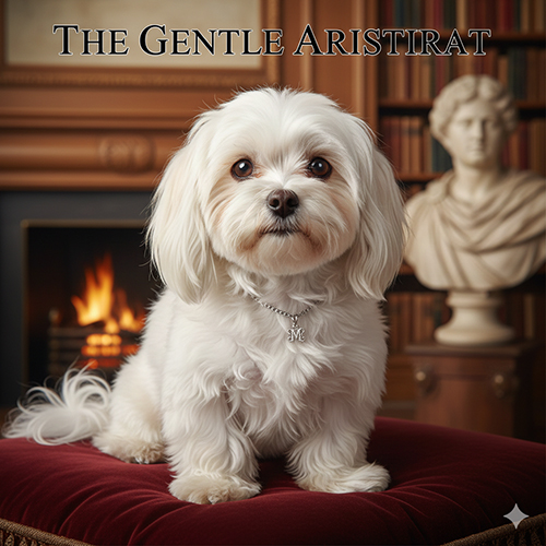 Chó Maltese lông trắng nhỏ nhắn với khuôn mặt tròn và ánh mắt hiền