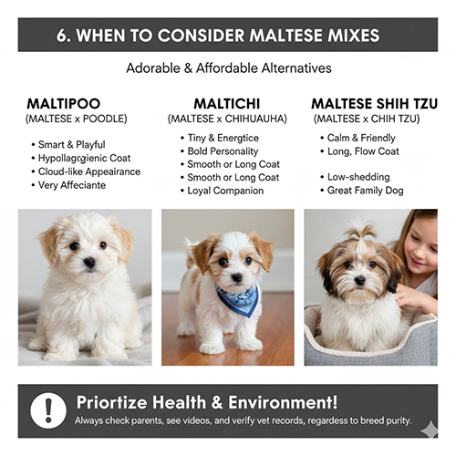 Các dòng chó Maltese lai phổ biến như Maltipoo, Maltichi và Maltese Shih Tzu
