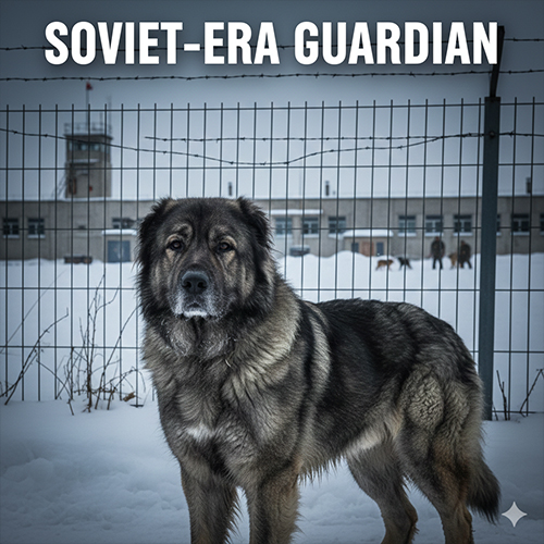 Chó Ngao Nga Caucasian Shepherd canh gác hàng rào trong thời kỳ Liên Xô
