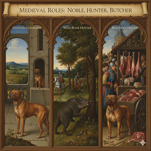 Chó Ngao Pháp thời Trung Cổ được dùng canh lâu đài, săn heo rừng và hỗ trợ lò mổ tại Pháp