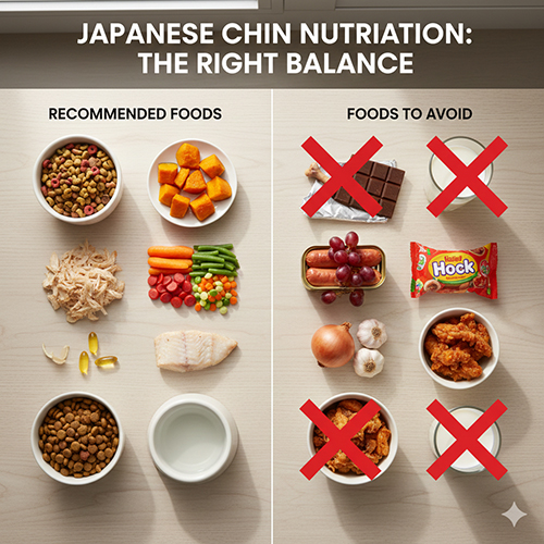 Bảng minh họa thực phẩm nên ăn và nên tránh cho chó Nhật Japanese Chin