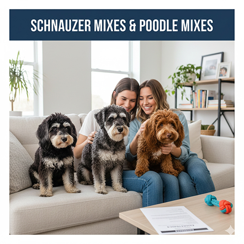 Chó ông già Schnauzer lai Poodle với ngoại hình lai, lông xoăn và tính cách thân thiện