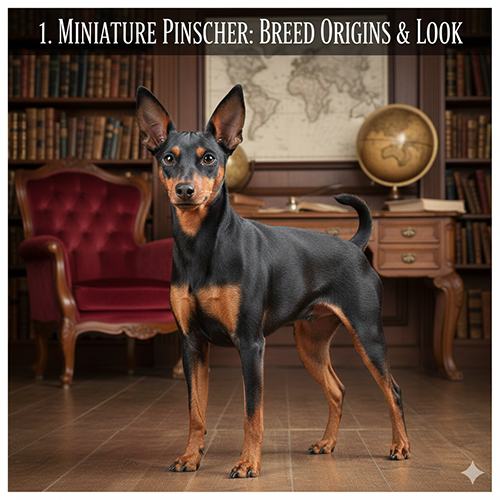 Chó Phốc hươu Minpin thuần chủng dáng hươu nhỏ trong không gian trong nhà