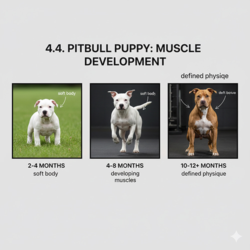 Các giai đoạn phát triển cơ bắp của chó Pitbull con theo từng độ tuổi