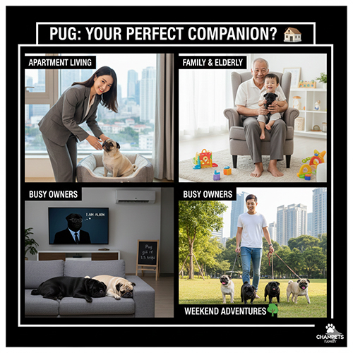 Chó Pug hợp với ai – gia đình, người lớn tuổi, người sống chung cư và người bận rộn