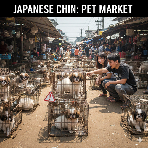 Chợ thú cưng bán chó Nhật với điều kiện nuôi nhốt chật hẹp và nhiều rủi ro sức khỏe