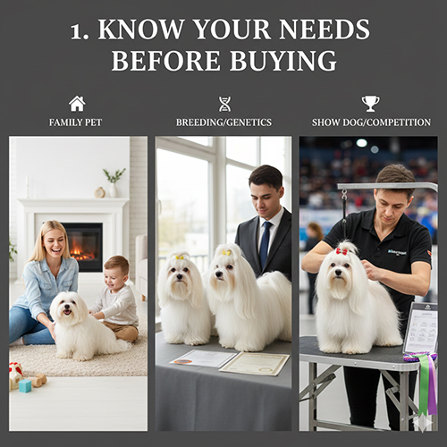 Trước khi mua chó Maltese cần xác định mục đích nuôi gia đình, làm giống hay chơi show