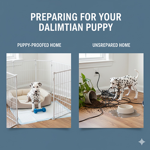 So sánh không gian đã chuẩn bị an toàn và không gian chưa chuẩn bị khi đón chó Đốm con về nhà