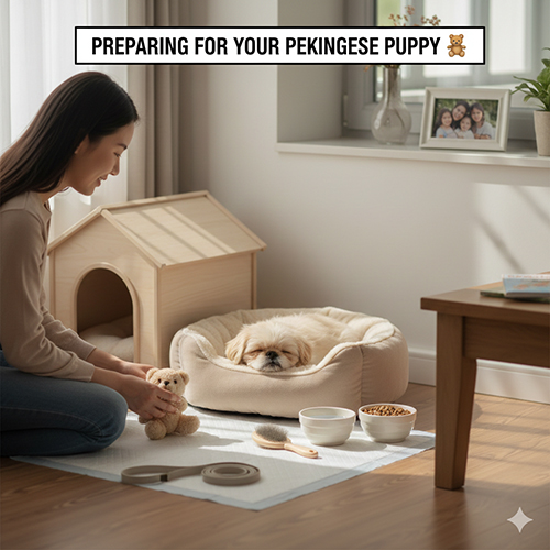 Chuẩn bị ổ nằm và đồ dùng trước khi đón chó Bắc Kinh con về nhà