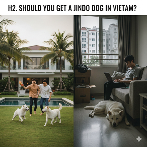 So sánh nuôi chó Jindo Hàn Quốc trong nhà vườn rộng và căn hộ chung cư