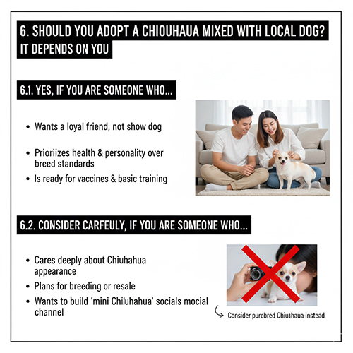 Có nên nuôi chó Chihuahua lai chó cỏ hay không tùy mục đích và kỳ vọng của người nuôi