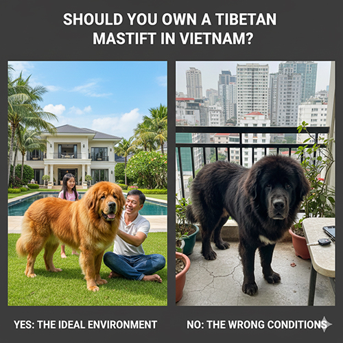 So sánh môi trường phù hợp và không phù hợp khi nuôi chó Ngao Tây Tạng tại Việt Nam