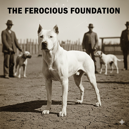 Chó Cordoba Fighting Dog màu trắng đứng vững với thần thái hung dữ và cơ bắp săn chắc