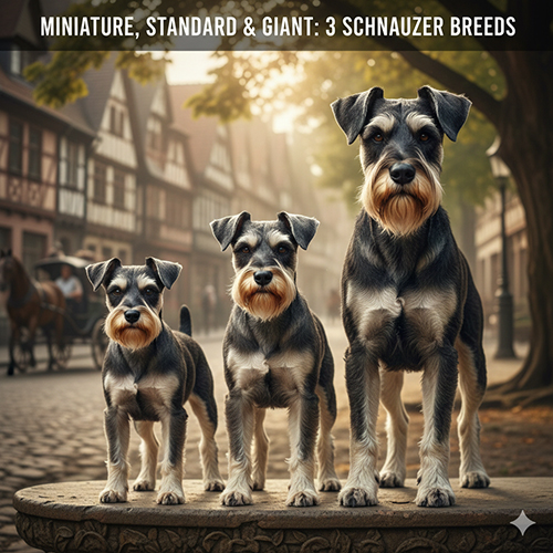 anh ba kich thuoc schnauzer miniature standard giant dung canh nhau tai hien su chia tach giong