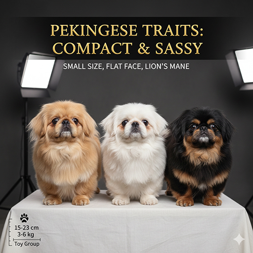 đặc điểm ngoại hình chó Bắc Kinh Pekingese thân nhỏ mặt tẹt lông dày bờm sư tử