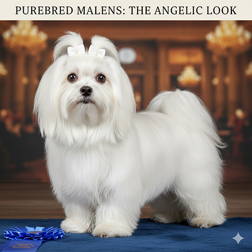 Chó Maltese thuần chủng lông trắng dài với dáng đứng cân đối