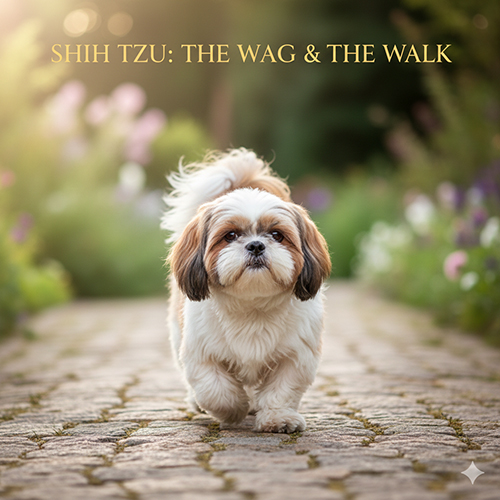 Dáng đi nhẹ nhàng và chiếc đuôi cong đặc trưng của chó Shih Tzu