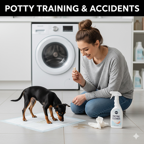 Dạy chó Phốc hươu đi vệ sinh đúng chỗ trên tấm lót trong nhà