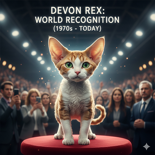 Mèo Devon Rex được công nhận quốc tế và xuất hiện tại các show mèo trên thế giới