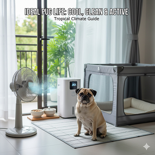 Điều kiện lý tưởng để nuôi chó Pug trong nhà mát mẻ phù hợp khí hậu Việt Nam