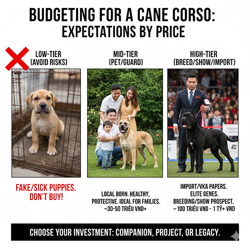 Định vị ngân sách mua chó Ngao Ý Cane Corso theo từng mức giá
