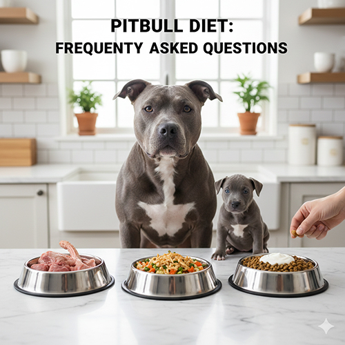 FAQ về chế độ ăn của Pitbull gồm thịt, thức ăn trộn và hạt khô