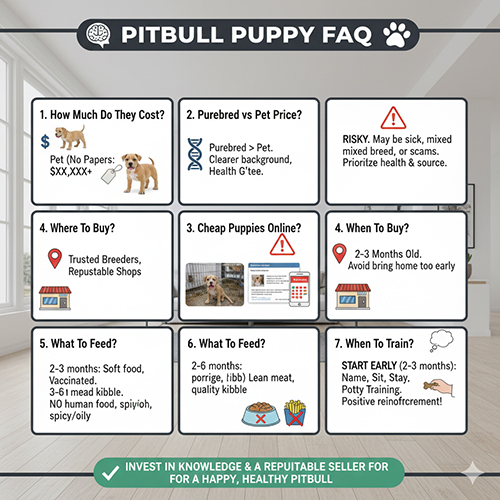 FAQ giải đáp nhanh về chó Pitbull con: giá, ăn uống, huấn luyện và nơi mua